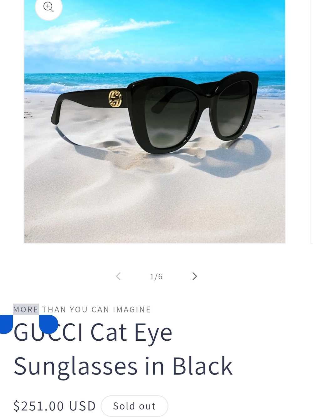 Gucci Black Cat-Eye Sunglasses with Gold Logo Accents